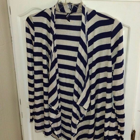 Rags & Couture Light Weight Open waterfall Duster Size M Navy Cardigan - Picture 5 of 7